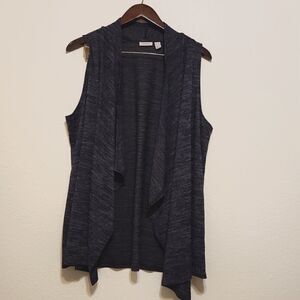 LOGO by Lori Goldstein Women's Large Vest Shrug Cardigan Sleeveless Heather Knit